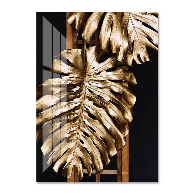 Moderne Goldene Blätter Grüne Pflanze Bild Poster Leinwand Druck Malerei Wand Kunst Gang Wohnzimmer Wohnkultur Cuadros Dekoration