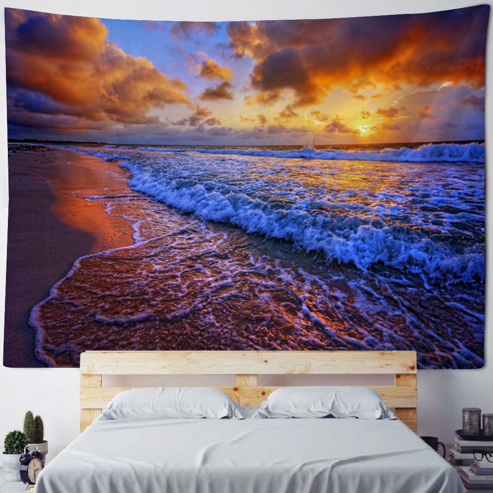 Sea View Tapestry, Bohemian Print Wall Hanging, Living Room, Bedroom Art Decoration, Beach, Sunset, Home Wall Decoration