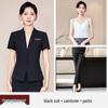 Women's Blue Short-Sleeve Professional Suit Set for Hotel Manager or Receptionist - Spring/Summer Formal Workwear