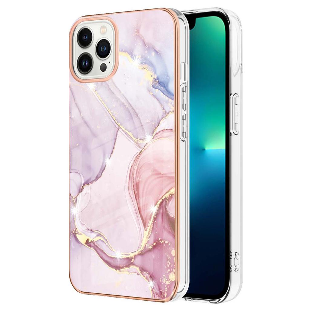 For iPhone 15 Pro TPU Case with IMD Marble Pattern Electroplated Back Cover