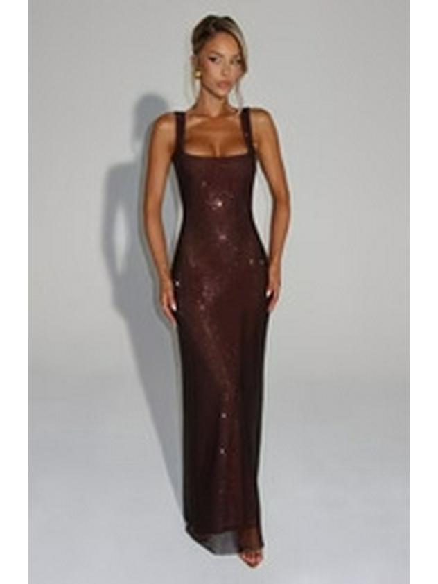 2026 European & American Summer Backless Sequin Evening Gown with Spaghetti Straps