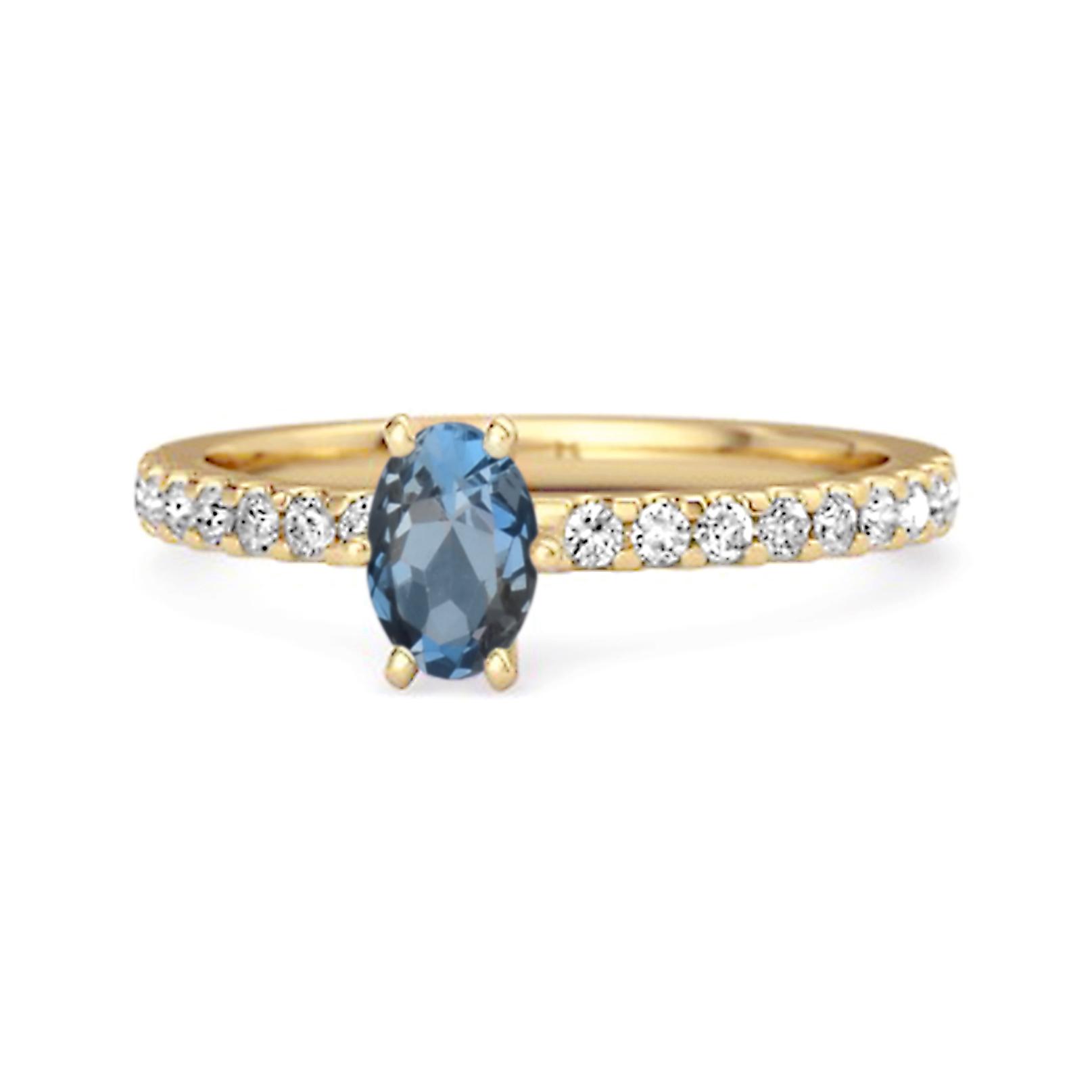 

London Blue Topaz Blue Topaz Oval Solitaire Ring - 925 Sterling Silver Gold Vermeil 11.5 жовтий