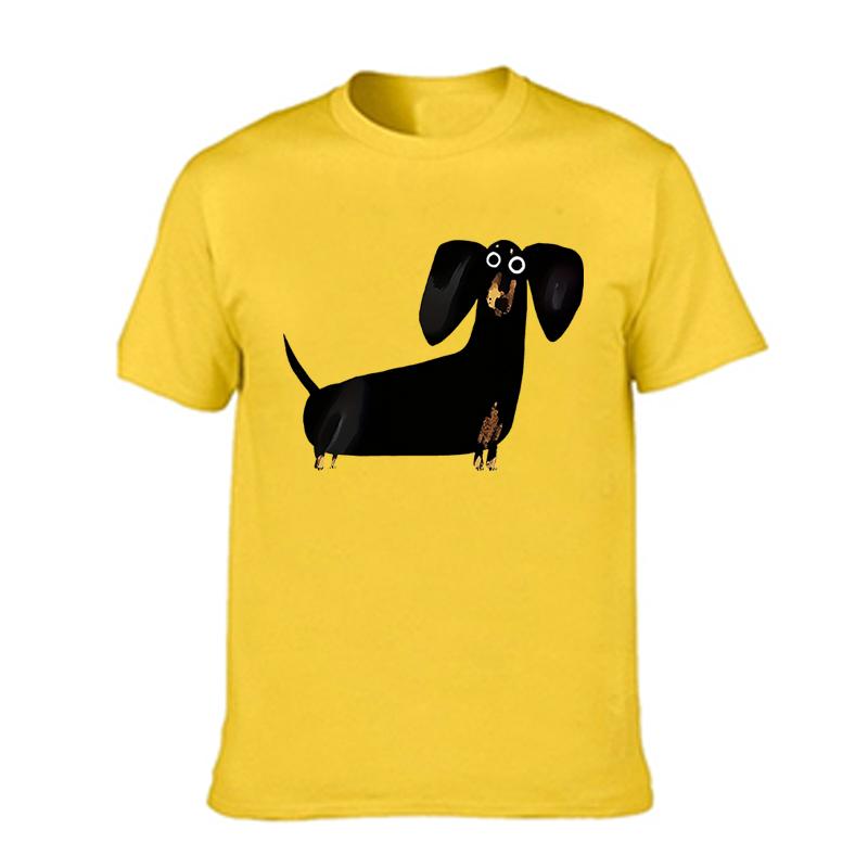 Cute Black Sausage Dog Funny Printed Women's T-shirt Short Sleeve Crew Neck Top for Summer Women's Harajuku Casual Clothing