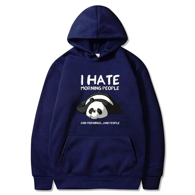 Lazy Panda I Hate Morning People Printed Hoodie Men's and Women's Casual Sports Shirt Harajuku Warm Top Autumn/Winter Hoodie