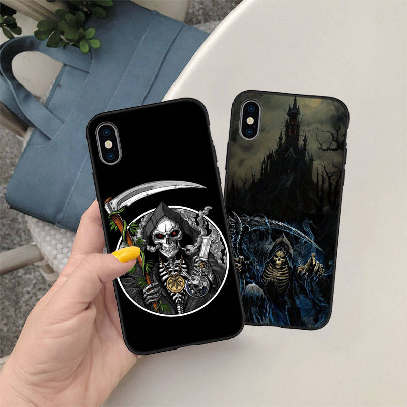 JO60 Grim Reaper Skull Phone Case for Samsung A35 A25 A24 A15 A05S A05 M55 M35 M15 A06 A16 A02 A12 A13 A10 A20 A30 A22 A31 A32 A33 A41 A42 A50
