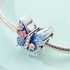 Spring Charm 925 Silver Beads Flower Butterfly Beetle Pendant Fit Bracelet Necklace DIY Lady Jewelry Gift