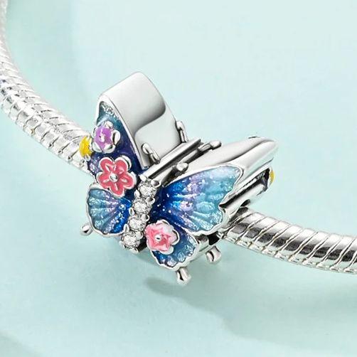 Spring Charm 925 Silver Beads Flower Butterfly Beetle Pendant Fit Bracelet Necklace DIY Lady Jewelry Gift
