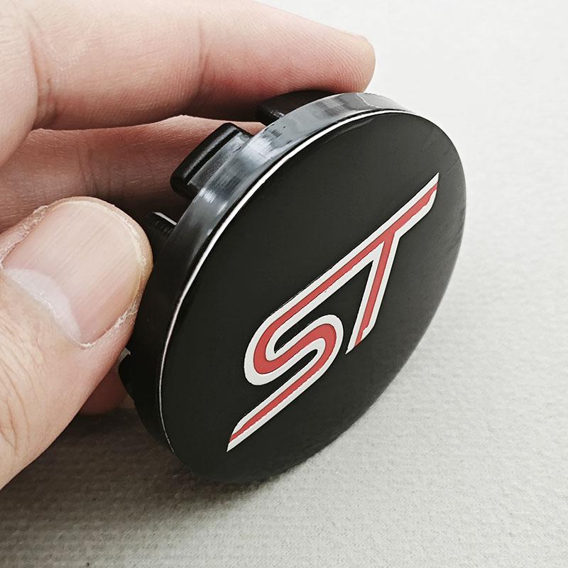 AJJ1 4Pcs 56mm ST Logo Car Wheel Center HubCaps Rims Cover Badge Emblem For Ford ST Focus Mustang Fusion Taurus Mondeo Accessories