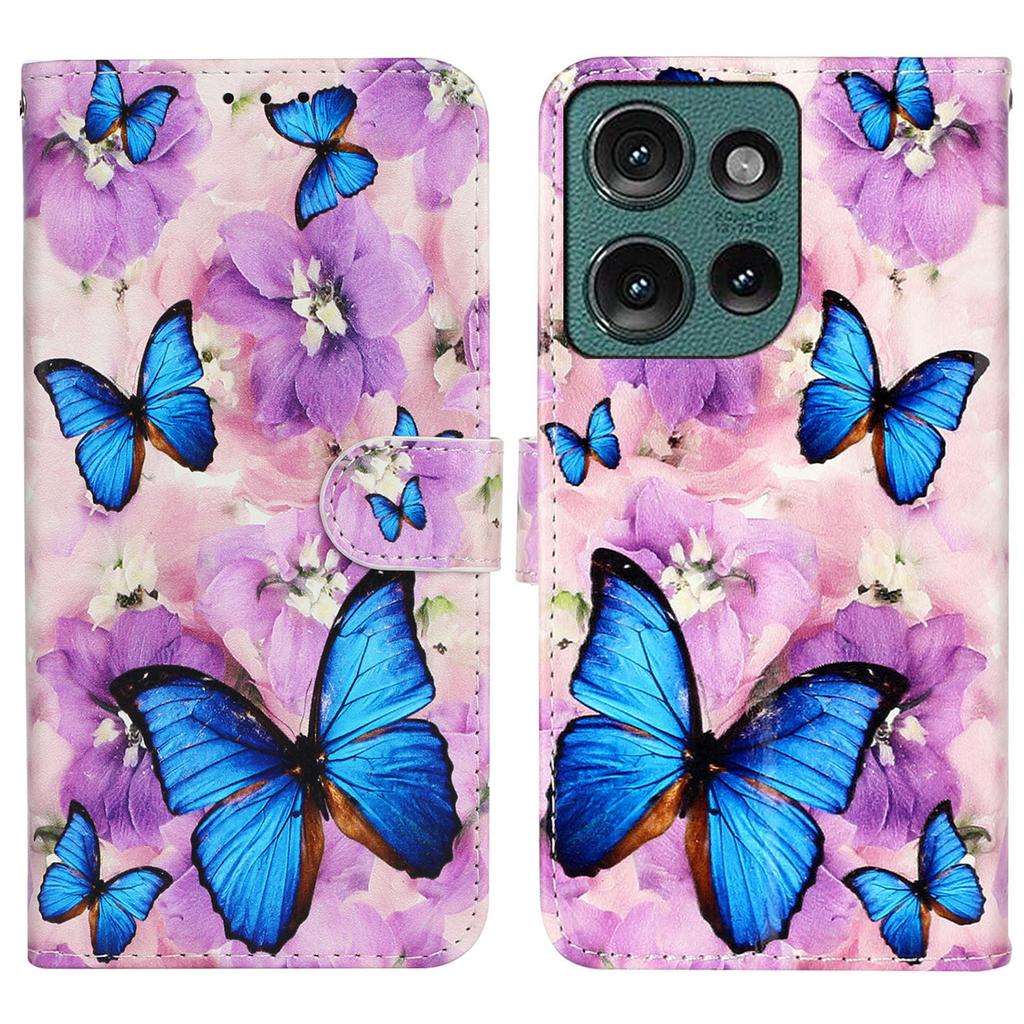 For Motorola Edge 50 5G Case Pattern Leather Wallet Phone Cover with Card Holder