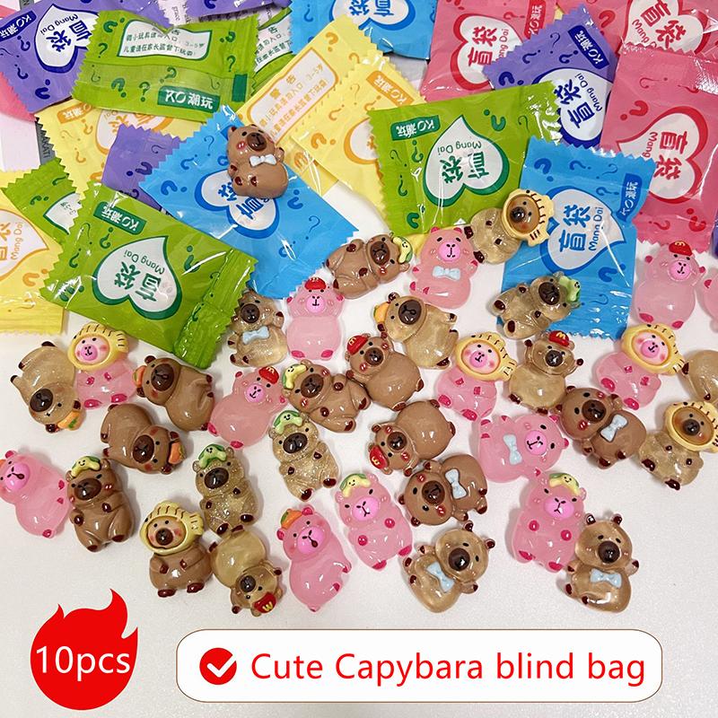 10Pcs Mini Simulation Capybara Model Blind Bag Toys Cartoon Miniature Animal Model Diy Ornaments Children'S Surprised Gifts