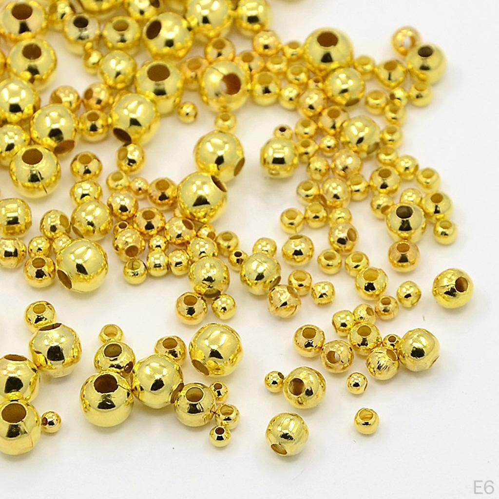 / Gold Smooth Round Metal Beads Assorted Bottles