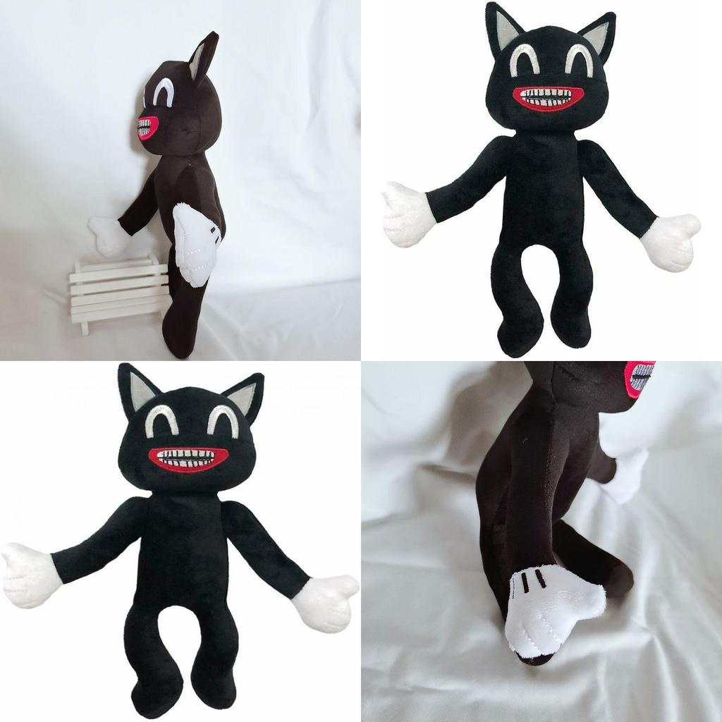 Adorable Black Cartoon Cat Plush Toy Stuffed Doll Perfect For Halloween Decorations