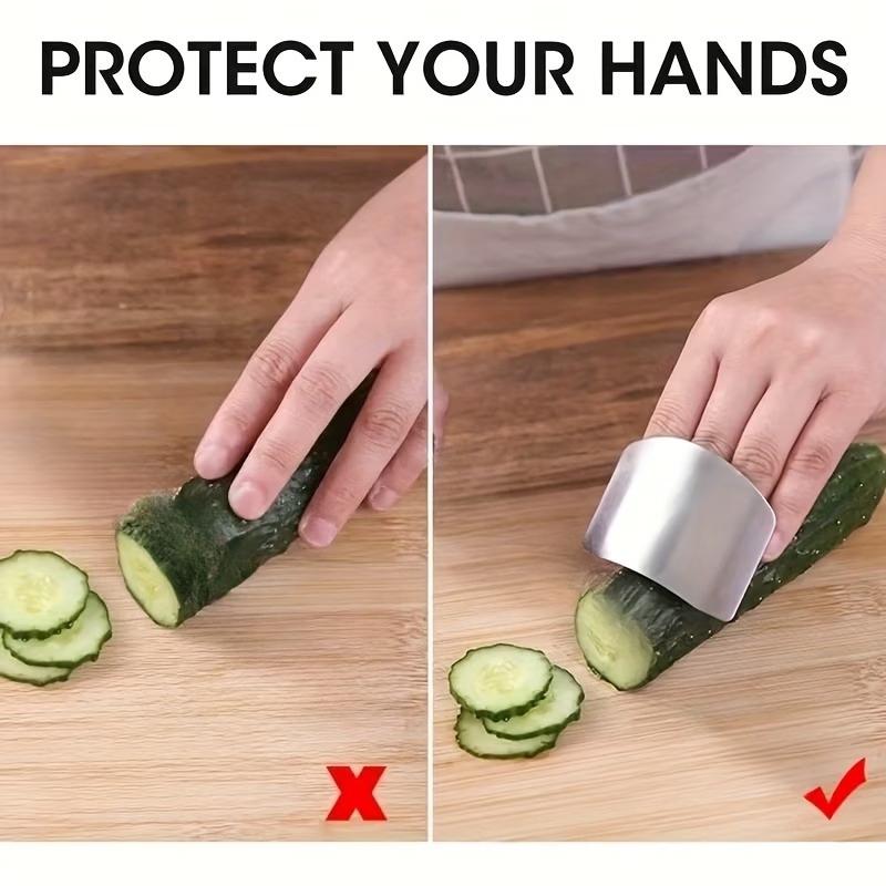 Vegetable Cutting Finger Guard Stainless Steel Anti-Cut Hand Protector Practical Kitchen Gadget for Home Cooks Chefs