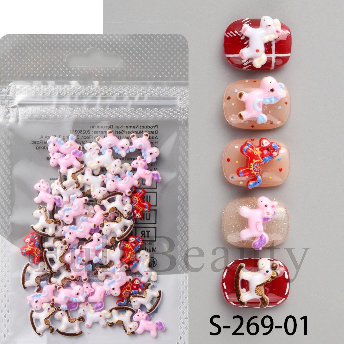 New Nail Art Jewelry Year of the Horse Three-dimensional Cute Cartoon Trojan Horse Bag Nail Art Jewelry
