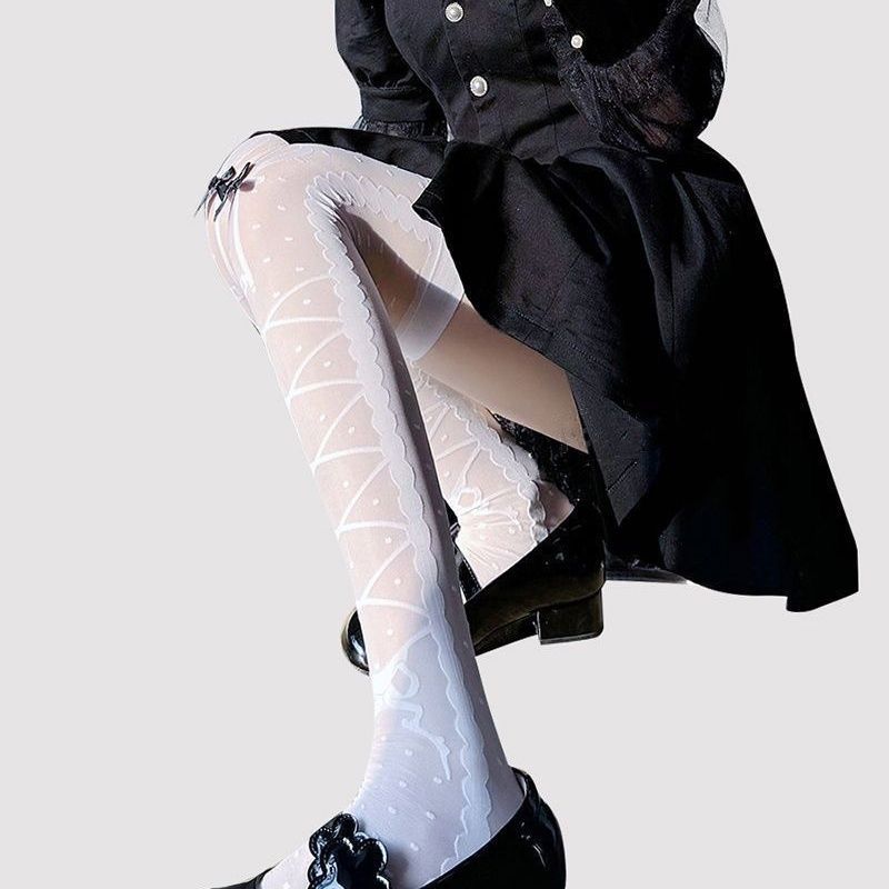Lolita Pantyhose, Sweet And Uncropped Pineapple Bottoming Socks, Pure Desire Stitching, Small Floral Stockings