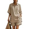 Fall Summer Women Clothing Short Sleeve Blouse Loose Fit Pants Fashion Casual