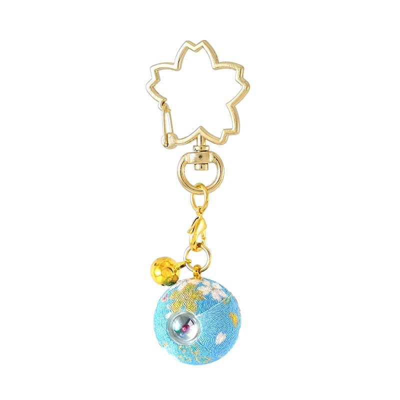 

[Zoon] flower crepe kaleidoscope Japanese pattern Crepe with bell key ring made in Japan souvenir (sky blue)
