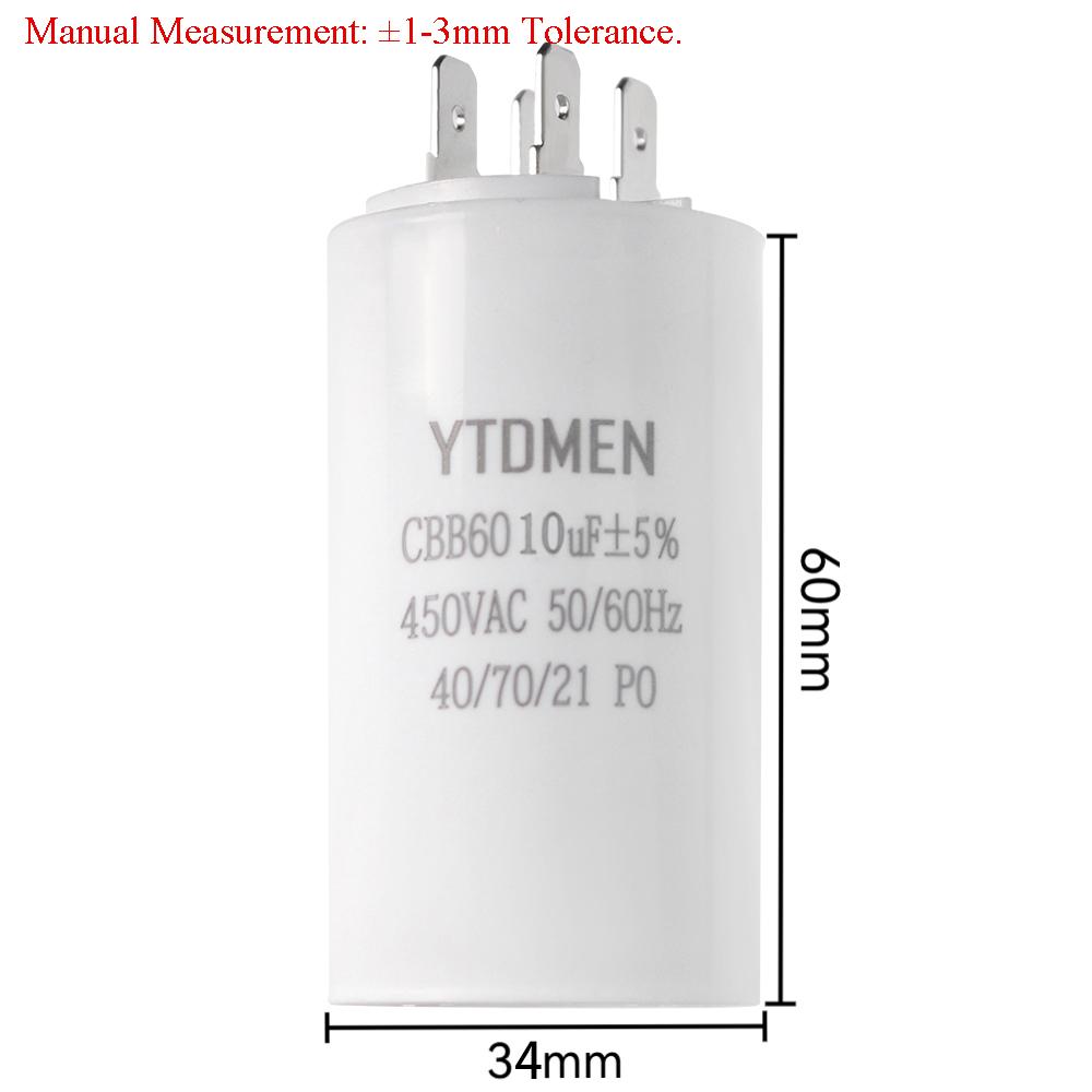 CBB60 Starting Capacitor Dual Insert Motor 4pin AC 450V Replacement Motor Run Capacitors 4UF 5UF 6UF 8UF 12UF 16UF 20UF 60UF