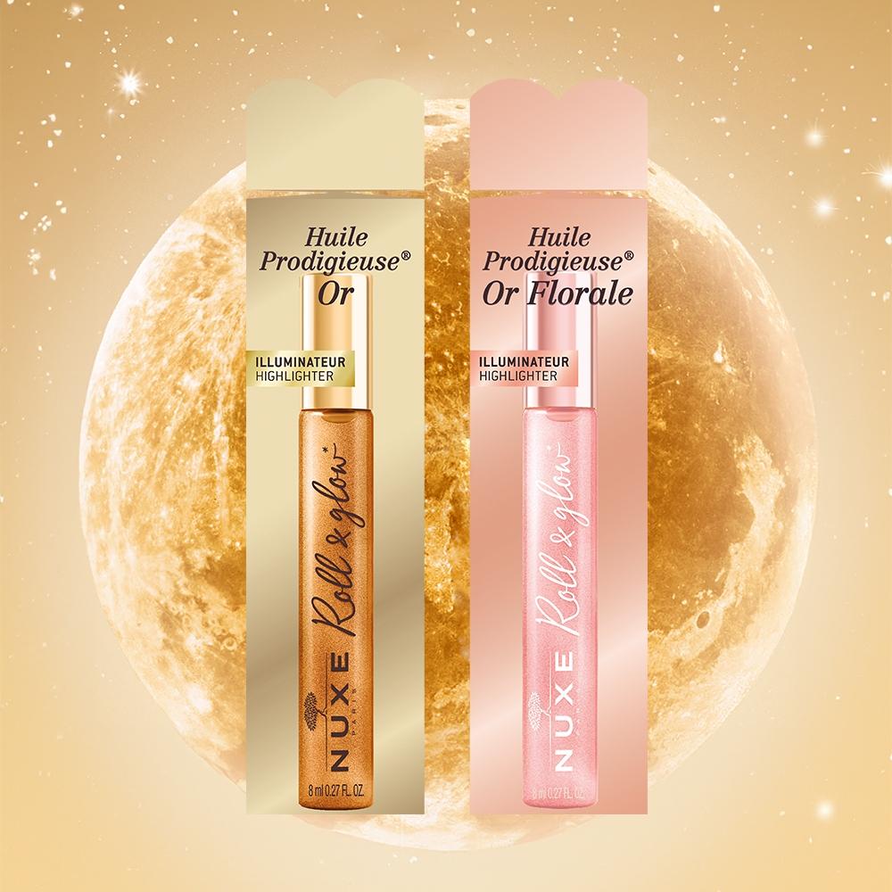 Nux [new  Glow Highlighter] Nux Will Prodijuice Shimmer Roll On 8ml  Floral Gold floral shimmer roll-on