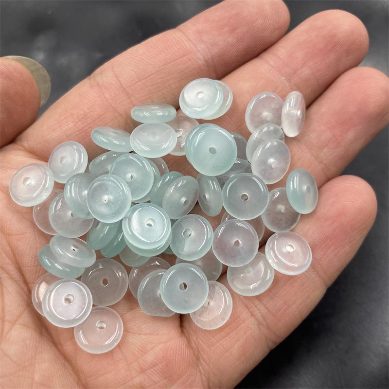 10mm Bashan Green Jade Spacer Beads - DIY Jewelry Accessories, Safety Buckle Loose Beads