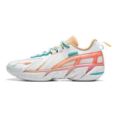 Li Ning BadFive 4.5 Dämpfend Rutschfest Abriebfest Niedrig geschnitten Basketballschuhe Herren Weiß Orange ABFU049-5