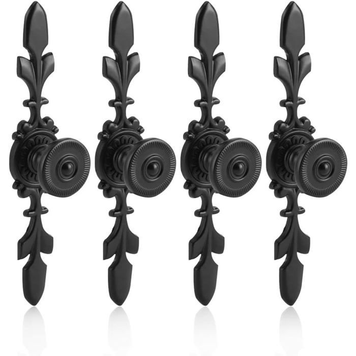 Lot de 4 poignées boutons vintage en alliage de zinc noir – style vieilli pour tiroir armoire