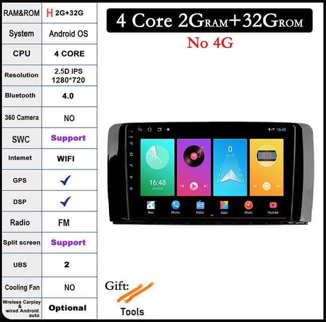 9 Lnch DSP RDS Android 14 For Mercedes Benz R-Class 2005 - 2017 Car Radio Stereo Multimedia Navigation Carplay Auto