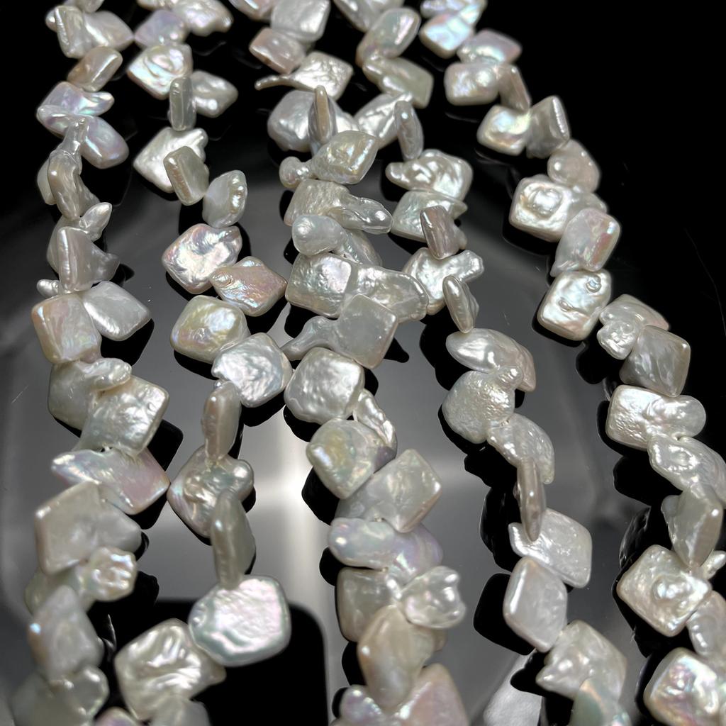 1String, White Baroque Artificial Pearl Beading, Vintage Style Handmade Irregular Square Loose Spacer Beads for DIY Jewelry Making DIY Crafts 36cm