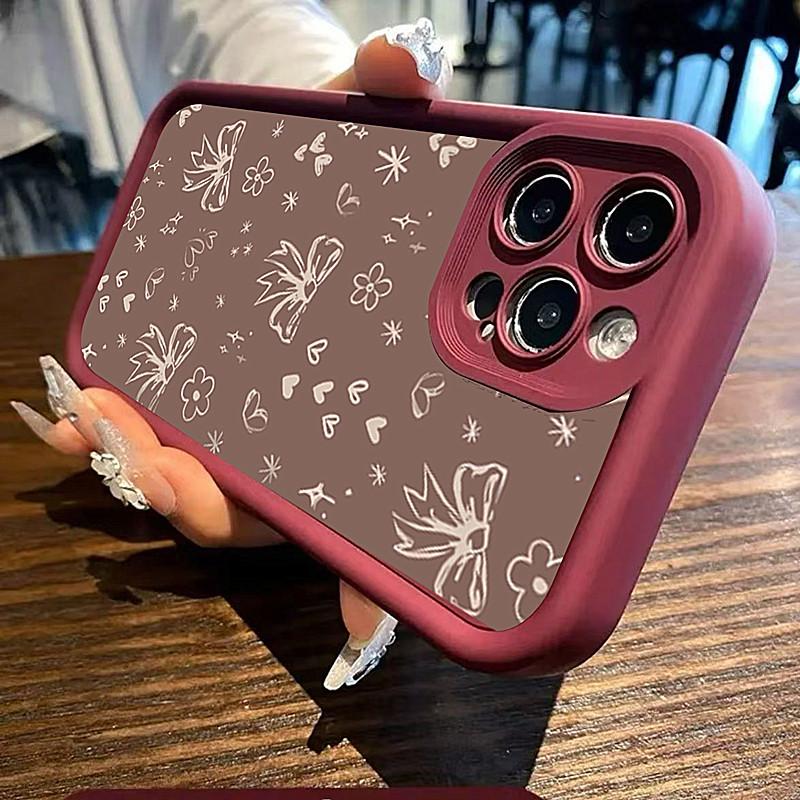 Girly Brown Bow Heart Phone Case for iPhone 17 Pro 16 Plus 16 Pro Max 15 14 13 12 11 XR XS 7 8 Plus 17Air 16E Soft Back Cover