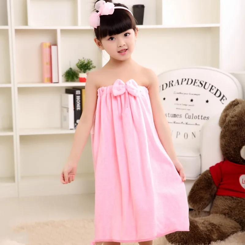 Variable Bow Bath Towel Medium And Large Children Can Wear A Shower Skirt Absorbent Hair Soft Student Swimming Bath Bathrobe