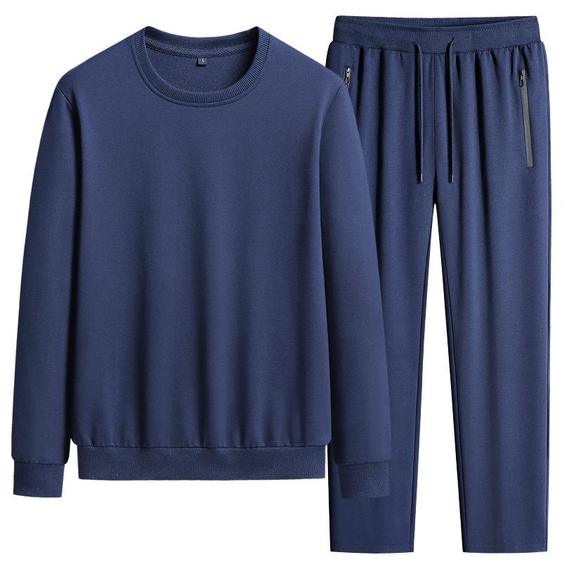 Autumn Large Size Casual Sports Suit Fashion Men's Long Sleeve Round Neck Loose Sweater Two Piece Set