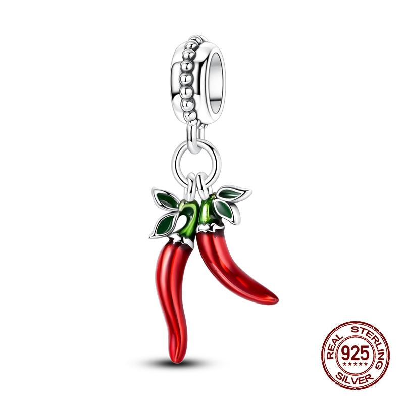 

New Original Copper Charm Beads Red Small Chili Pepper Beads For Bracelet Pendant Diy Fine Women Girls Jewelry Gift