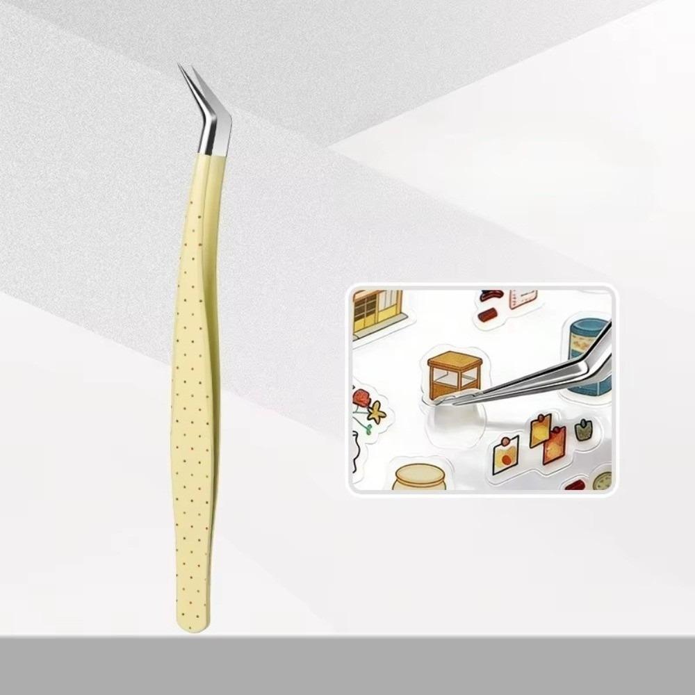 Anti-static False Eyelash Tweezers Stainless Steel Eyelash Curler  Extensions Grafting жёлтый
