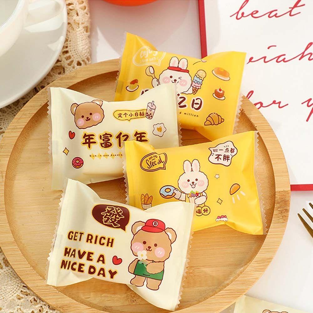 100pcs Handmade Snowflake Crisp Packaging Bag Transparent New Year Sealing Bag Snack