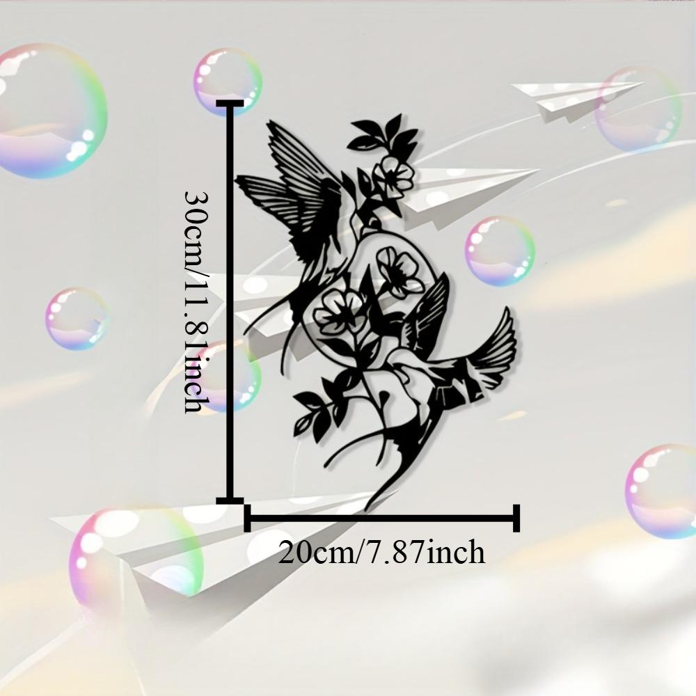 Bird Flower Metal Wall Art Iron Silhouette Sign Indoor Outdoor Decor