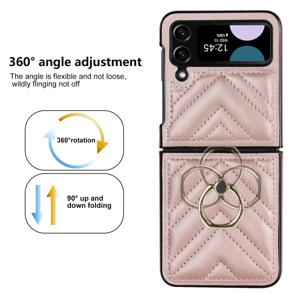 Z Flip6 Rotary Folding Mobile Phone Case for Women Suitable for Samsung Flip5 Fashion Protective Case Small Fragrance Style Mobile Phone Leather Case