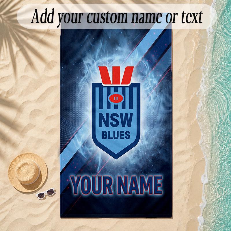 Beach TowelNSW Blues Logo Custom Name Text Personalized Soft Towel for Beach Pool Indoor Home Decor Gift