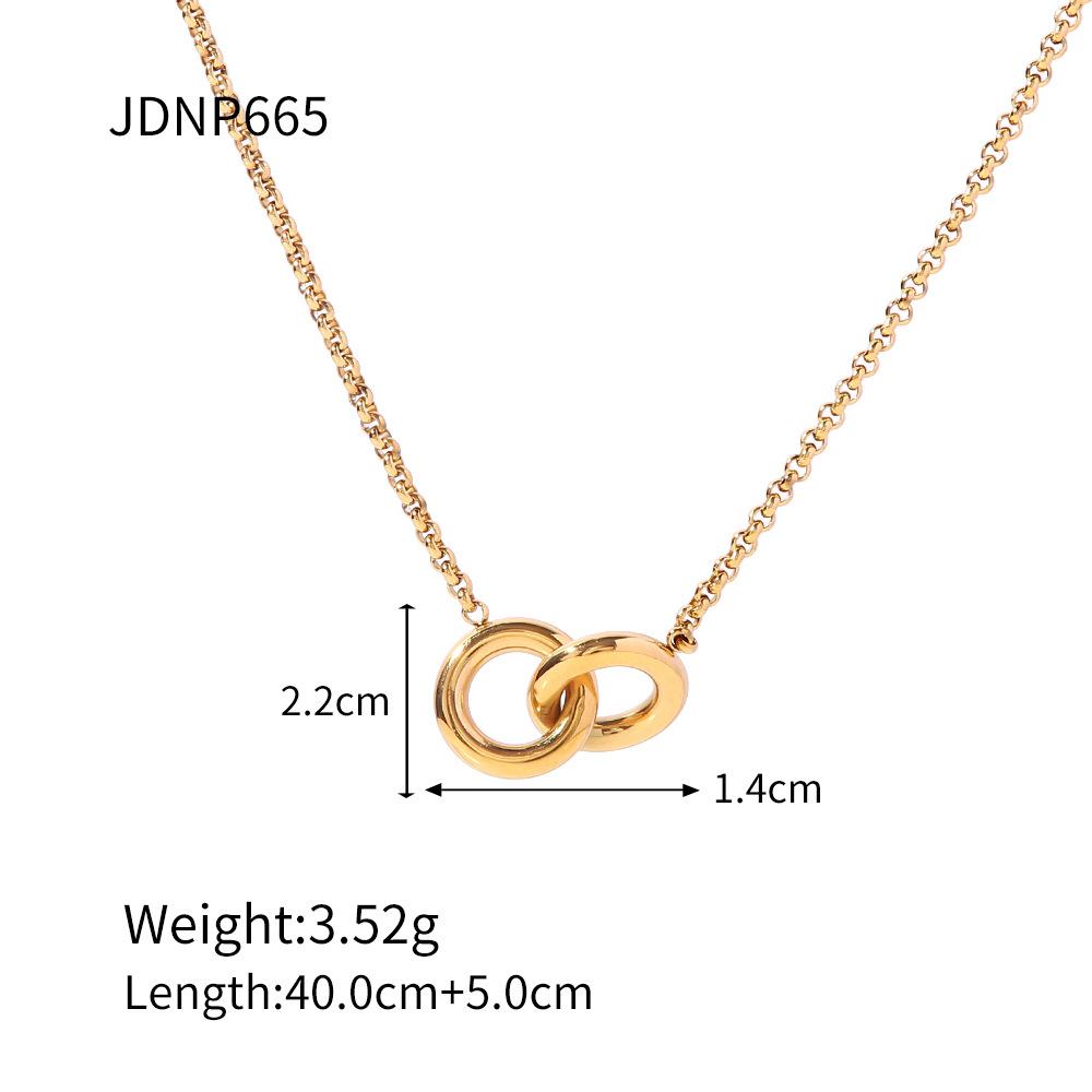 Interlocking pendant necklace friend gift niche versatile titanium steel gold-plated Korean tide collarbone chain