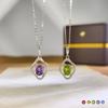 Collier Femme Argent Sterling S925 Pendentif Cristal Naturel Péridot Finition Brossée Chaîne de Clavicule Bijoux