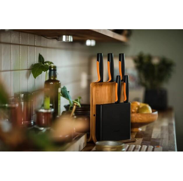 Fiskars Functional Form Knife Set with Bamboo Block, 5 Pieces (1057552)