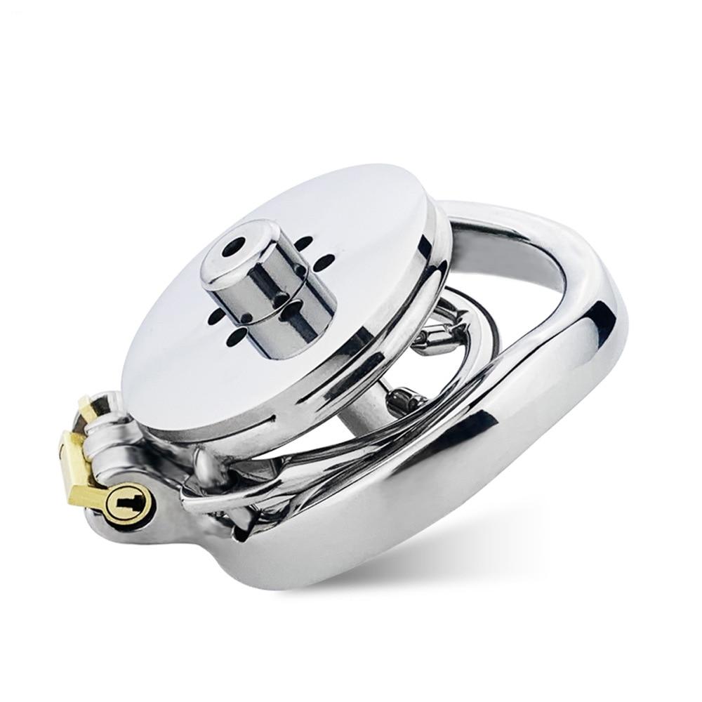 Anti-Off-Ring + Harnröhre Edelstahl CB-Schloss Keuschheitsschloss Peniskäfig Gay Adult Sex Toys Cockring Sklave BDSM