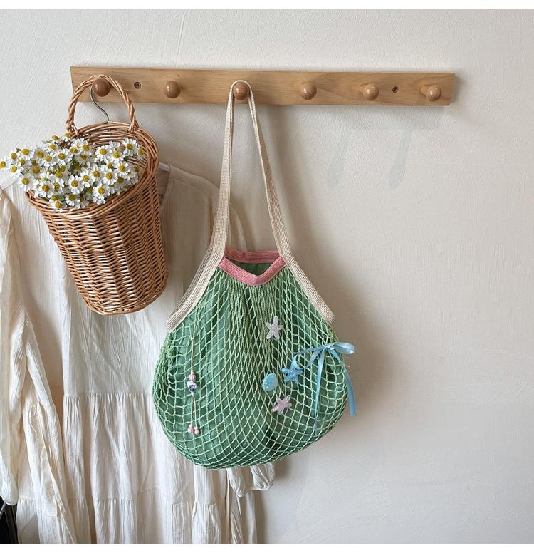 

2025 summer new fashion casual women s armpit bag women s mesh pocket shoulder tote bag beach messenger women s bag зелёный