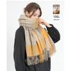 VICTORIA&VERA Maillard Style Plaid Tassel Scarf
