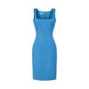 YPFF Trendy Women's Sleeveless Square Neck Slim Fit Dress Suit with Back Slit Skirt