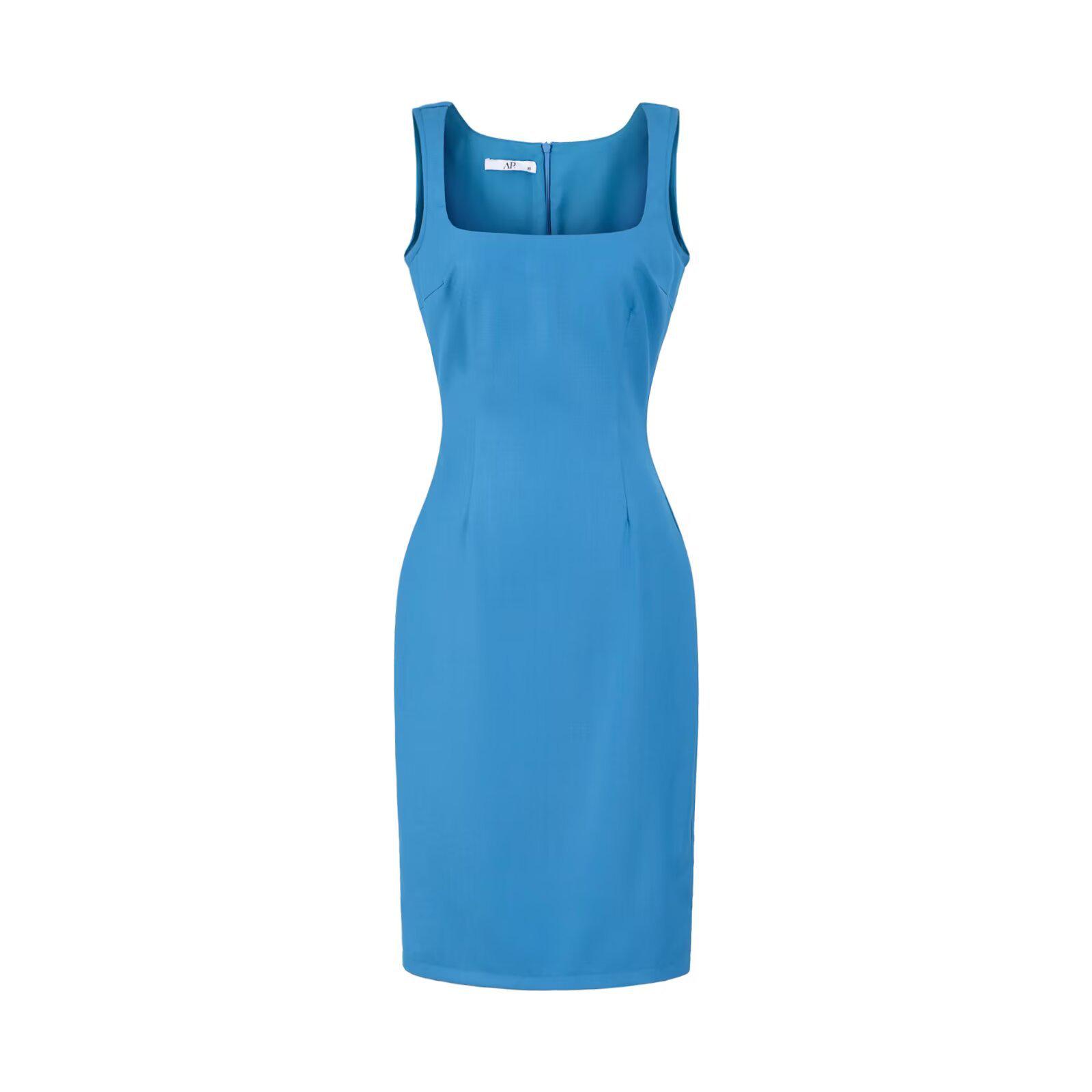 

YPFF Trendy Women s Sleeveless Square Neck Slim Fit Dress Suit with Back Slit Skirt Small