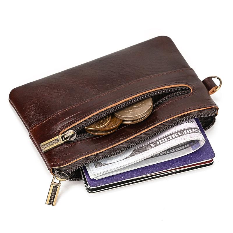 High-End Leather Change Bag, Small Card Bag, Genuine Leather Men'S And Women'S Casual Small Wallet, First Layer Cowhide Broken Silver Bag.