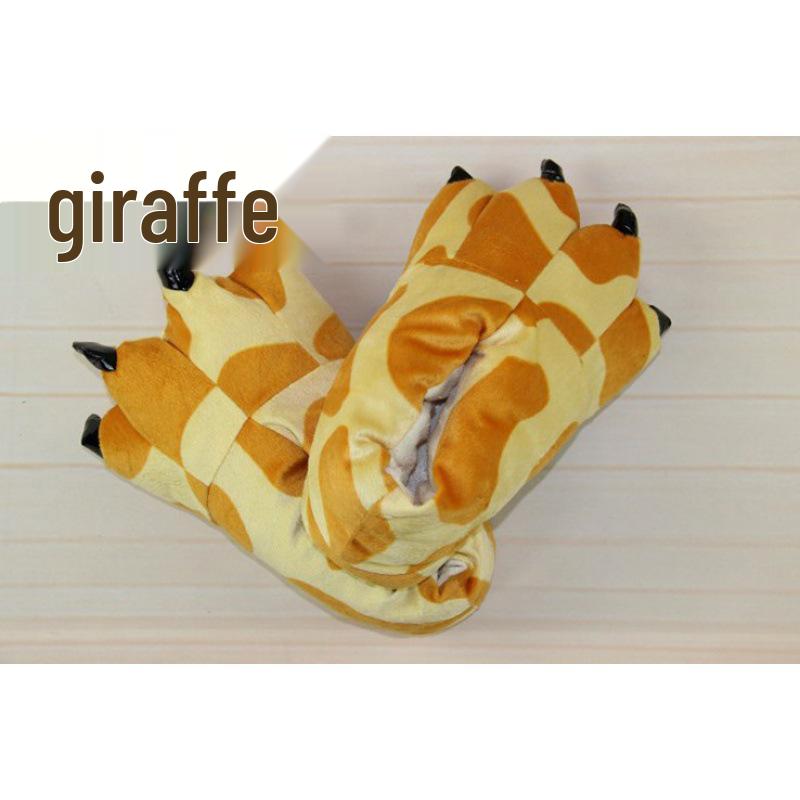 

Blue-Green Fleece Animal Claw Slippers for Men and Women - Cozy Winter Heel-Covered Cotton Shoes Large Size 39-44
