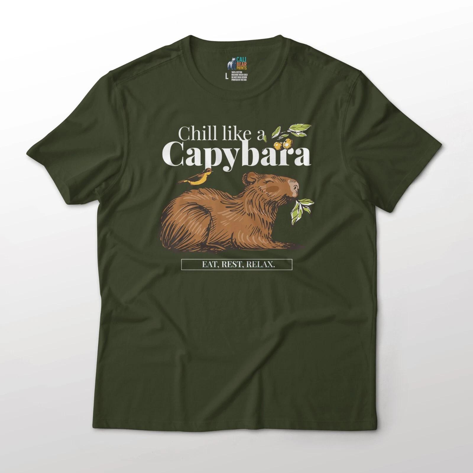 Chill Like A Capybara Eat Rest Relax Cottage Core Animal Graphic T-T-Shirt S