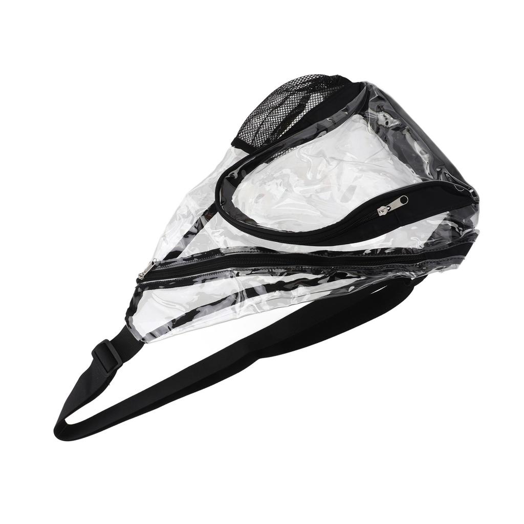 Clear Sling Bag PVC Transparent Chest Bag Comfortable Travel Cross Shoulder Backpack Black
