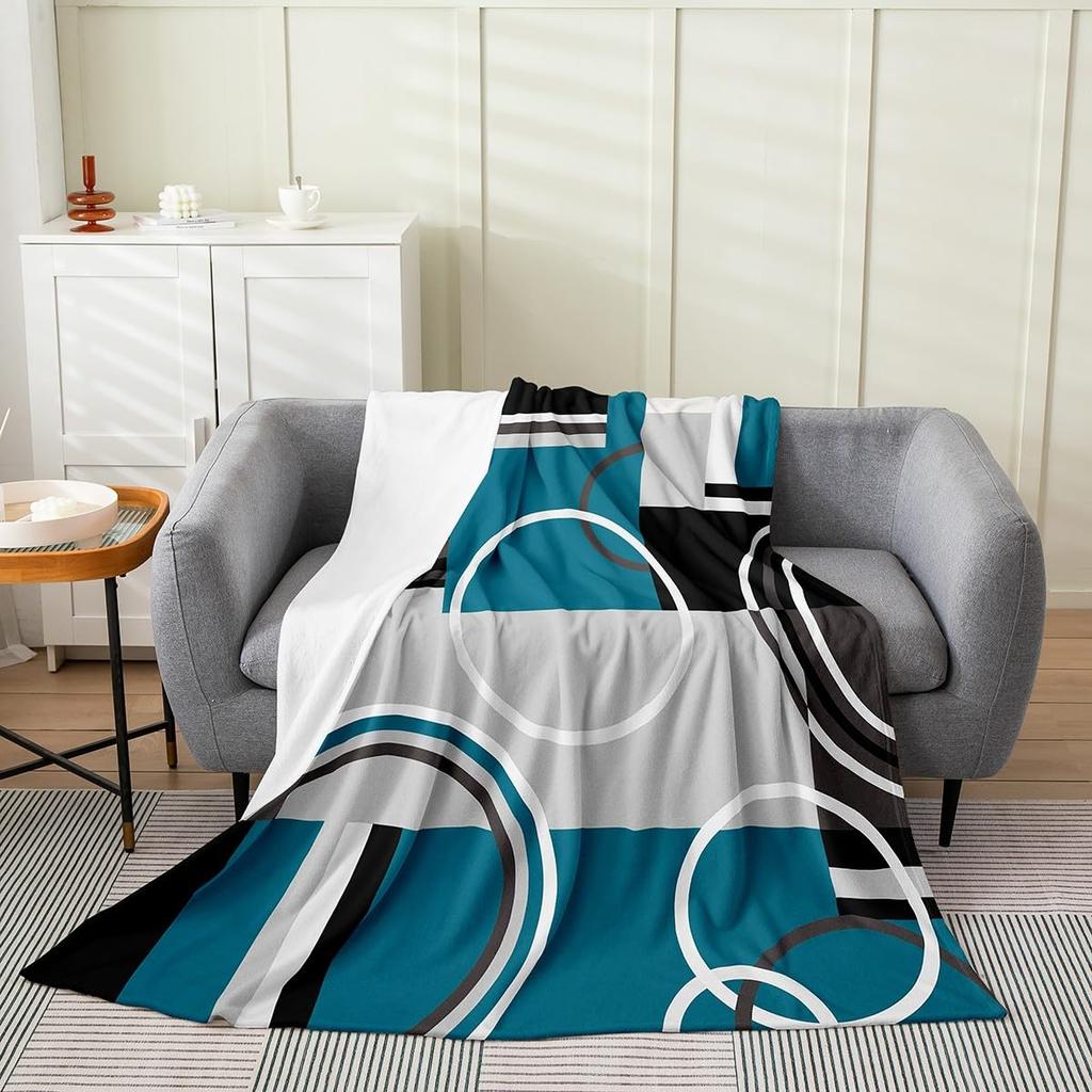 Geometry Fleece Throw Blanket Ultra Soft Cozy Modern Geometric Flannel Blanket for Sofa Couch Bed Chair Camping Travel Or Dorm